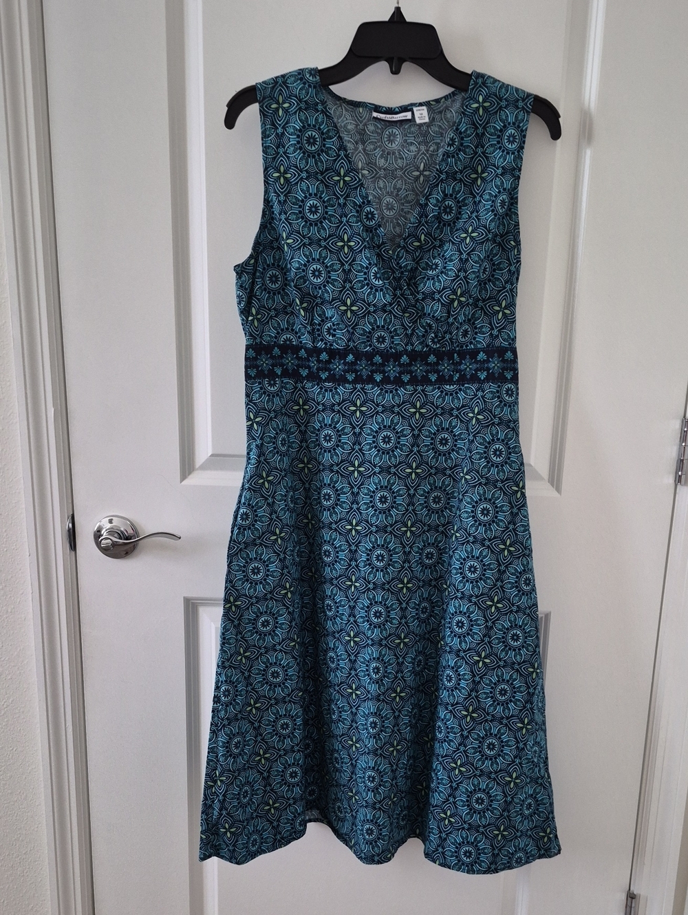 croft & barrow Teal Patterned V-Neck Sleeveless Dress